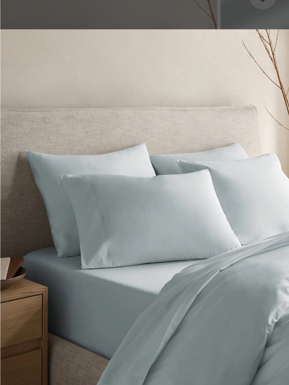Quince NWOT Organic Cotton Crisp Percale Duvet Cover, King/Cal King in Mist - Picture 2 of 5